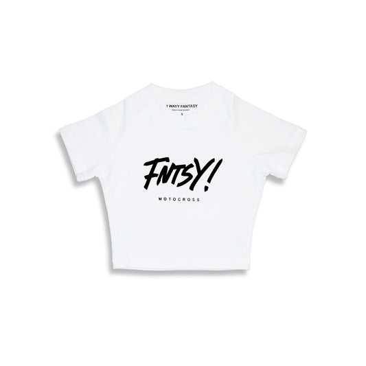 "Logo" Crop Top (White)