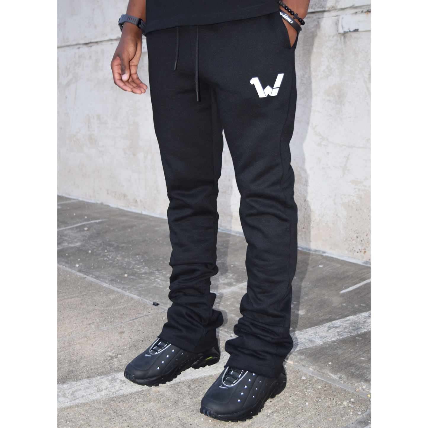 "Logo" Stacked Sweatpants (Black)