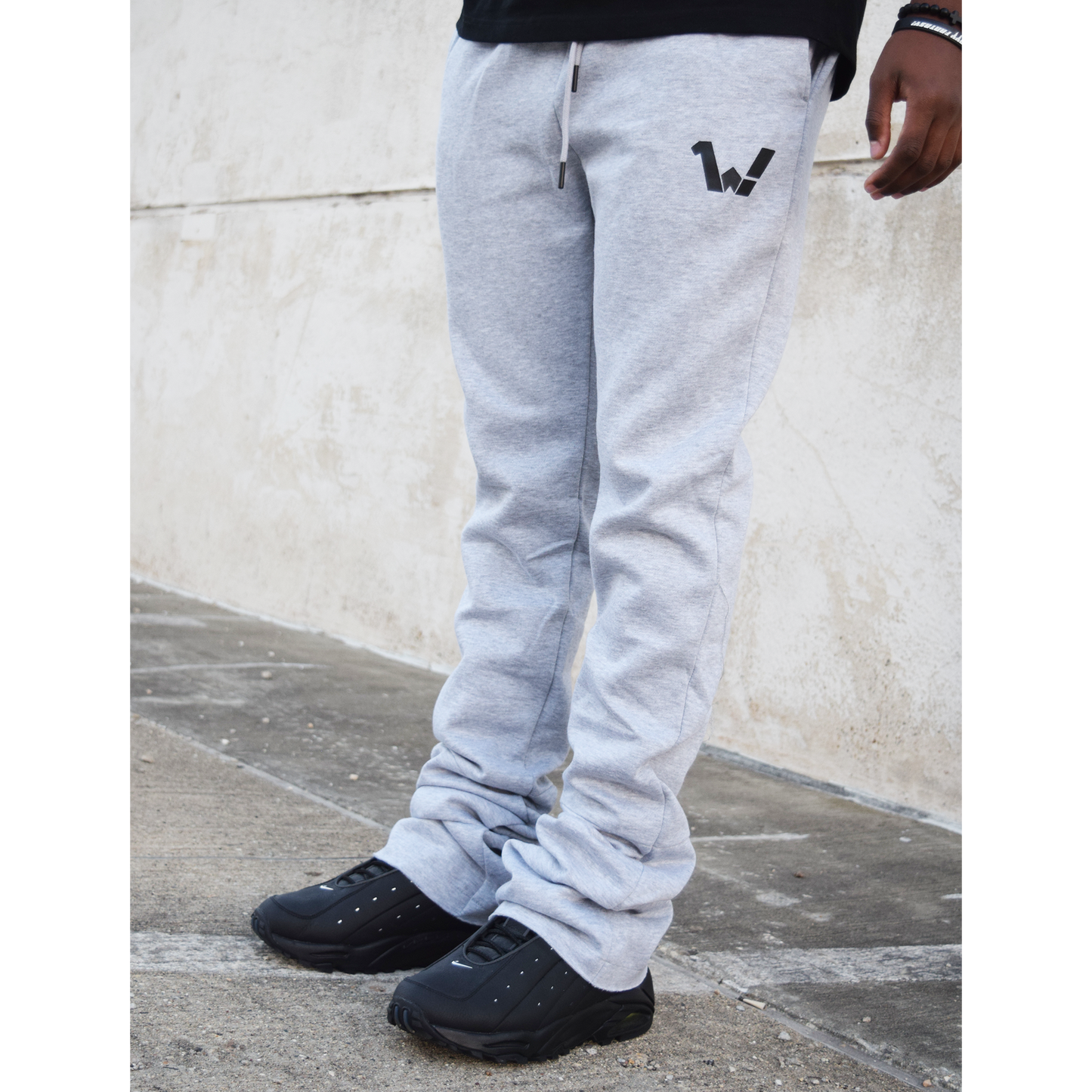 "Logo" Stacked Sweatpants (Grey)